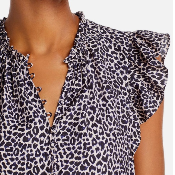 REBECCA TAYLOR Leopard Cap Sleeve Top - Picture 4 of 16